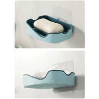 2个装 粘贴双层香皂盒浴室墙壁肥皂盒免打孔壁挂式双层创意卫生间|浅蓝色-双层皂盒(两个装)