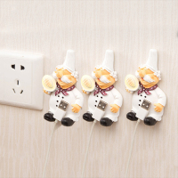 插头挂钩壁挂架强力贴粘胶厨房电源收纳支架插座可爱粘钩|三个装厨师脚托款