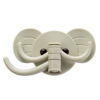 插头挂钩壁挂架强力贴粘胶厨房电源收纳支架插座可爱粘钩|个性大象鼻挂钩3个装[浅绿色]