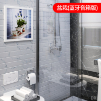 浴室折叠收纳柜放衣服神器卫生间壁画储物柜厕所免打孔置物架壁挂|DX清新盆栽(蓝牙音响款)