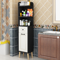 卫生间北欧落地浴室储物柜转角柜窄柜马桶边柜侧柜墙角置物架|长25深30高160黑胡桃+白门