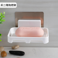 浴室吸盘皂盒家用创意吸壁式肥皂架免打孔卫生间壁挂沥水放香皂盒|经典款【以上皂盒拍2只送拖把架1只】
