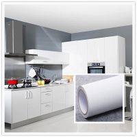 家具翻新贴纸厨房防油墙贴家用衣柜子壁纸橱柜桌台面防水墙纸自粘|加厚闪点白色 120cm宽*2米