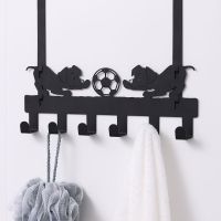 静音门后挂钩免钉门上挂衣架墙壁无痕粘胶粘钩强力承重衣服挂衣钩|小狗6钩(黑色)