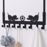 静音门后挂钩免钉门上挂衣架墙壁无痕粘胶粘钩强力承重衣服挂衣钩|小狗8钩(黑色)