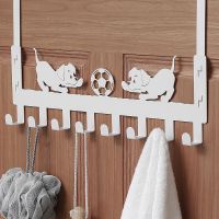 静音门后挂钩免钉门上挂衣架墙壁无痕粘胶粘钩强力承重衣服挂衣钩|小狗8钩(白色)