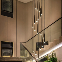 楼梯长吊灯现代别墅大气北欧客厅创意个性餐厅旋转复式楼吊灯