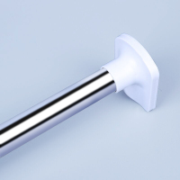 窗帘架免打孔卧室飘窗挂钩式单杆窗帘杆伸缩杆升缩杆晾衣架浴帘杆|不锈钢3.6-4.1米大脚30环1支架