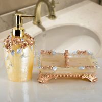 双格香皂盒欧式韩国创意盒香皂盘手工皂盒陶瓷肥皂碟树脂沥水|浪漫双层双格肥皂盒+浪漫庄园黄瓶子