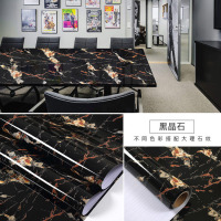 加厚厨房防油贴纸橱柜灶台大理石墙纸防水自粘台面家具翻新壁纸|黑晶石 60厘米宽*3米长