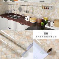加厚厨房防油贴纸橱柜灶台大理石墙纸防水自粘台面家具翻新壁纸|菱格 80厘米宽*3米长