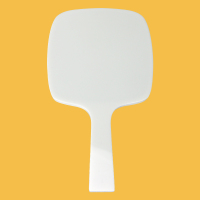 手持半美容妆手柄镜便携化妆镜子印go广告纹绣订制图案|乳白色(13*23厘米)亮面小号