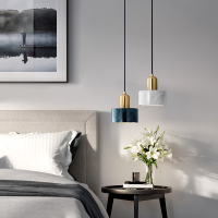 卧室床头吊灯现代北欧网红吧台餐厅吊灯三头轻奢大理石小吊灯