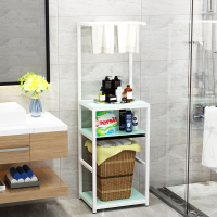 卫生间浴室架脏衣篮置物架浴室洗发水收纳架脸盆毛巾架转角置物架|B款白架白玻璃送收纳筐