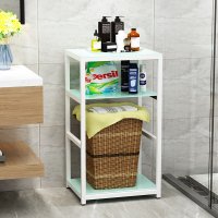 卫生间浴室架脏衣篮置物架浴室洗发水收纳架脸盆毛巾架转角置物架|C款白架白玻璃送收纳筐