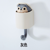 卡通创意粘钩壁挂墙壁强力可爱小松鼠衣橱挂钩门口隐藏小机关粘胶|松鼠挂钩[灰色2个]