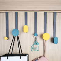 门后挂钩免钉门背式挂衣架免钉打孔创意置物架墙上壁挂衣服衣帽钩|蓝绿色+明亮黄(拼色6钩)