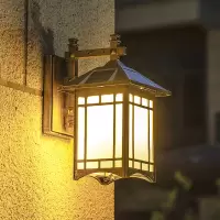 复古太阳能壁灯家用中式户外墙壁灯室外花园别墅防水走廊庭院灯
