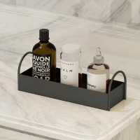 卫生间浴室洗手台置物架免打孔洗漱台桌面护肤化妆品整理收纳架子|黑色单层