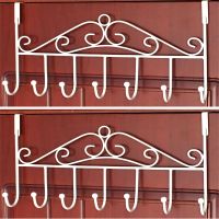 门后挂钩免打孔门上挂衣架免钉无痕铁艺门背式挂衣钩置物架衣帽架|七钩白色(2件装)