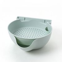 双层水果盘沥水篮家用懒人糖果盘盒创意厨房客厅嗑吃瓜子盘塑料|绿色-3个