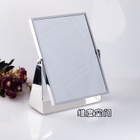 眼镜首饰珠宝店镜子柜台专用双面台式化妆试戴镜子看货镜珠宝道具|方形镜子金属包边-001银白色高28玻璃20*25cm