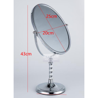 眼镜首饰珠宝店镜子柜台专用双面台式化妆试戴镜子看货镜珠宝|金属螺丝支撑无放大001银白色高43玻璃20*25cm
