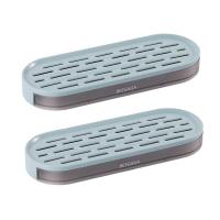 免打孔香皂盒卫生间肥皂架双层皂盒浴室香皂架子壁挂式沥水肥皂盒|浅灰蓝2个装