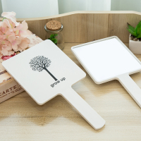 高清手柄化妆镜手拿美容院化妆镜子便携随身牙科复古花边单面小镜|白色