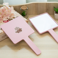 高清手柄化妆镜手拿美容院化妆镜子便携随身牙科复古花边单面小镜|纳米粉色