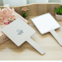 高清手柄化妆镜手拿美容院化妆镜子便携随身牙科复古花边单面小镜|纳米白色