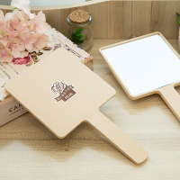 高清手柄化妆镜手拿美容院化妆镜子便携随身牙科复古花边单面小镜|纳米黄色