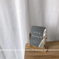 ins北欧韩风木质旋转化妆镜可调节便携台式桌面梳妆镜送笔|小号+白色笔