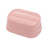 肥皂盒香皂盒带盖沥水卫生间加大肥皂架浴室创意免打孔加厚香皂架|麦秸麻花款[粉色] 2个装[赠两块香皂]