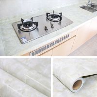 厨房防油贴纸灶台耐高温加厚防水自粘橱柜台面大理石贴纸|8556玉灰石 5米*40cm宽