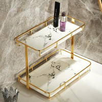 多双层桌面化妆品收纳盒护肤品香水梳妆台置物架浴室洗手漱台托盘
