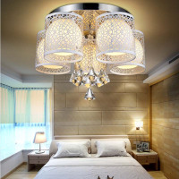 全屋led吸顶灯水晶客厅灯具套餐大气吊灯组合成套灯饰温馨卧室灯|5头卧室灯+彩光+摇控+LED白光