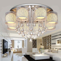 全屋led吸顶灯水晶客厅灯具套餐大气吊灯组合成套灯饰温馨卧室灯|8头客厅灯+彩光+摇控+LED白光