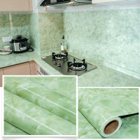 厨房防油贴纸灶台耐高温加厚防水自粘橱柜台面大理石贴纸|8555玛瑙绿 5米*60cm宽