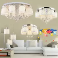 全屋led吸顶灯水晶客厅灯具套餐大气吊灯组合成套灯饰温馨卧室灯|套餐六[三室两厅]