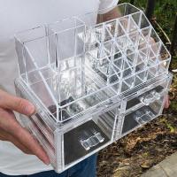 网红化妆品收纳盒透明口红架梳妆台护肤品置物架桌面抽屉式