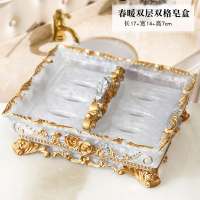 欧式大码肥皂盒创意家用沥水香皂盒卫生间浴室便携式手工皂盒皂托|双格珍珠白皂盒