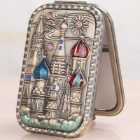 俄罗斯 长方形双面小镜子 创意折叠随身镜子 迷你复古便携化妆镜|城堡5