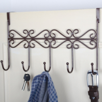 挂钩 门后挂钩无痕创意强力挂衣架 壁挂加粗加固免钉挂衣钩衣帽架|五钩三个装古铜色