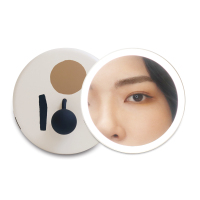 手持镜便携镜子女充电随身led补光镜带灯补妆化妆镜小号折叠|杏白色[无极调光+锁灯键+镜面硅胶盖]