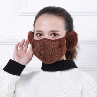 冬季口罩女款口罩耳罩二合一口罩带耳套蕾丝口罩保暖防雾霾口罩
