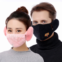 冬季口罩女男学生棉质全包韩版时尚蕾丝防冻耳朵防寒二合一口耳罩