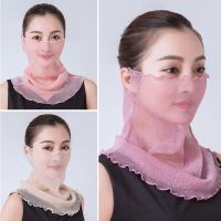 围脖挂耳真丝夏季女薄款护颈纱巾时尚防晒丝巾沙口罩围巾丝巾发圈