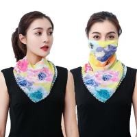夏季防晒丝巾围脖大口罩女护颈透气面罩全遮脸防紫外线雪纺薄面纱