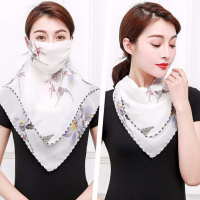 夏季防晒口罩女士护颈护脖雪纺透气面纱防紫外线户外骑行遮阳面罩